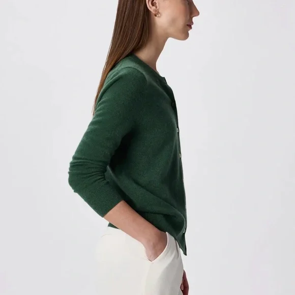 Quince Mongolian Cashmere Cardigan in Forest Green Size Small NWOT - Picture 5 of 8